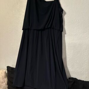 Betsy & Adam One Shoulder Black Dress navy blue color for any special occasion.